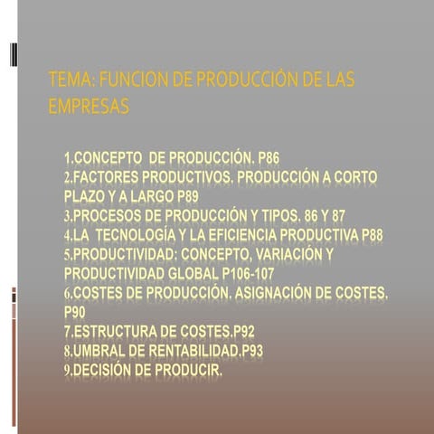 Tema produccion
