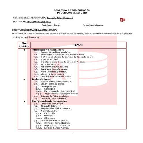 Temario access 2013