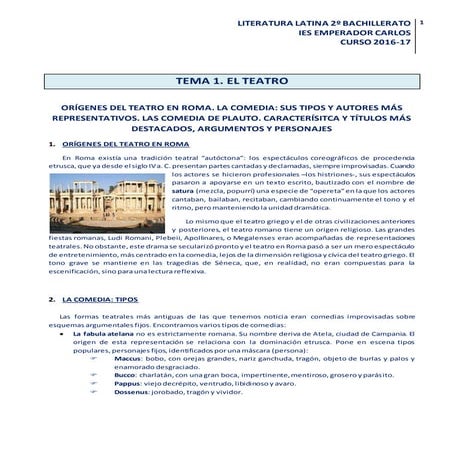 Temario de literatura latin 2 curso 16 17