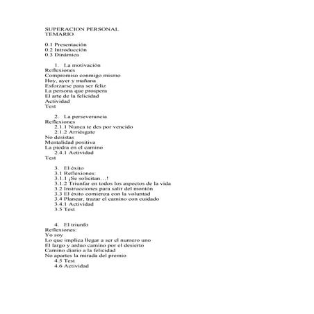 Temario superacion personal