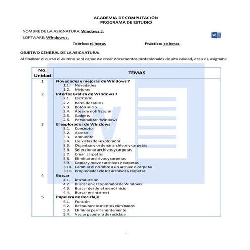 Temario windows 7
