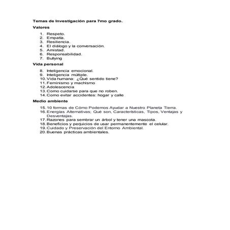 Temas para investigar