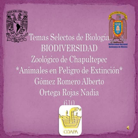 Temas selectos de biología "Visita al Zoológico de Chapultepec"