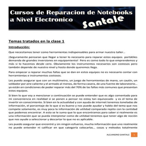 Temas tratados en la clase 1