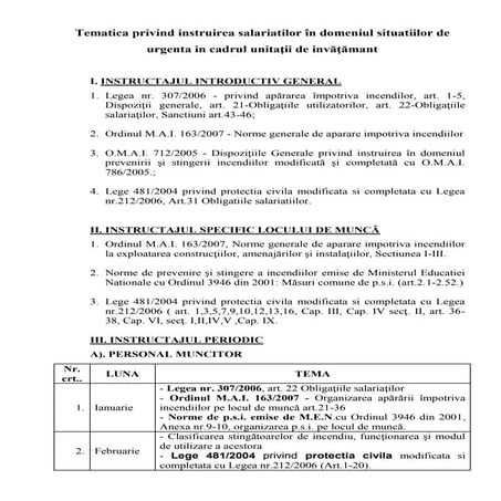 Tematica de instruire invatamant 