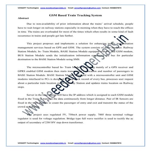vensoft technologies http://www.ieeedeveloperslabs.in/  intelligent train tra...