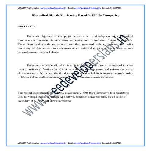 vensoft technologies http://www.ieeedeveloperslabs.in/  biomedical signals mo...