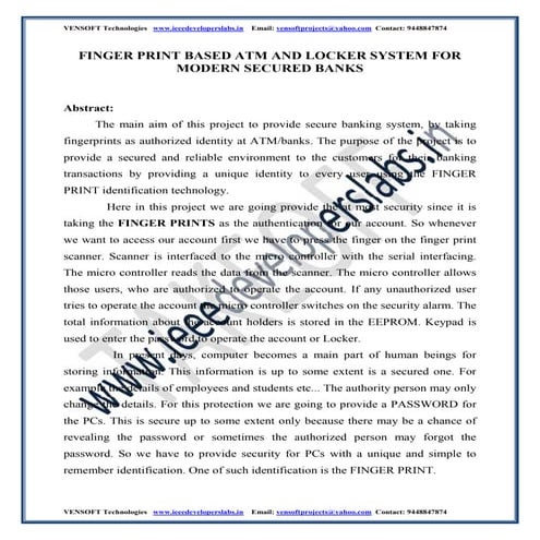 vensoft technologies http://www.ieeedeveloperslabs.in/  finger print based at...