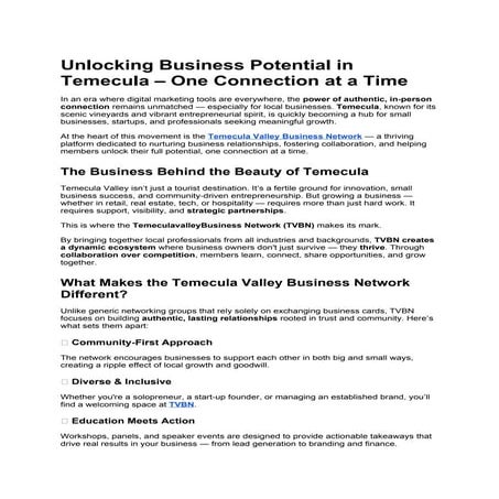 Unlocking Business Potential in Temecula – One Connection at a Time | DOCX