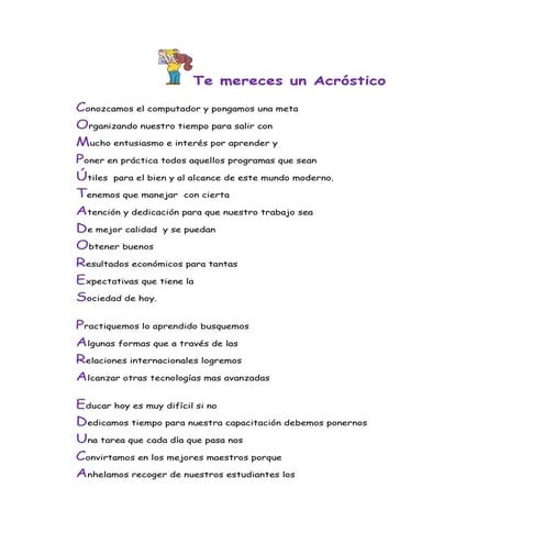 Te Mereces Un AcróStico