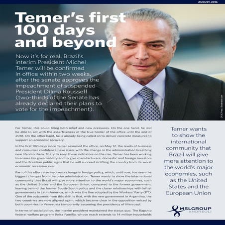 Temer’s First 100 Days and Beyond