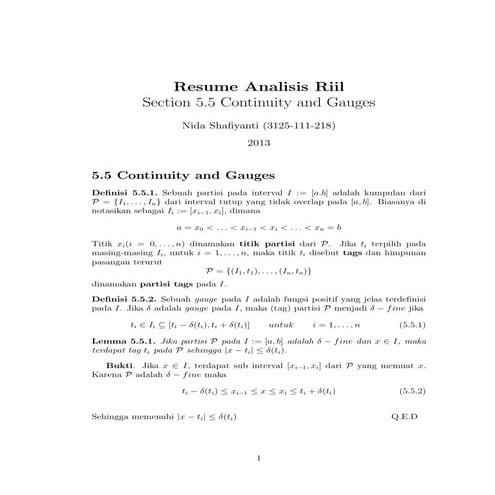 Continuity and Gauges