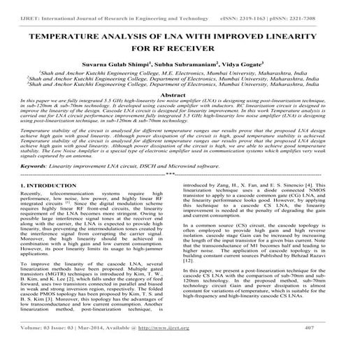 DESIGN AND ANALYSIS OF 2 GHz 130nm CMOS CASCODE LOW NOISE AMPLIFIER ...