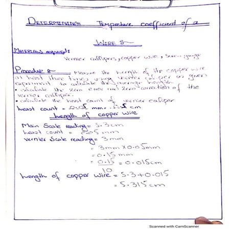 Temperature coefficient of a wire