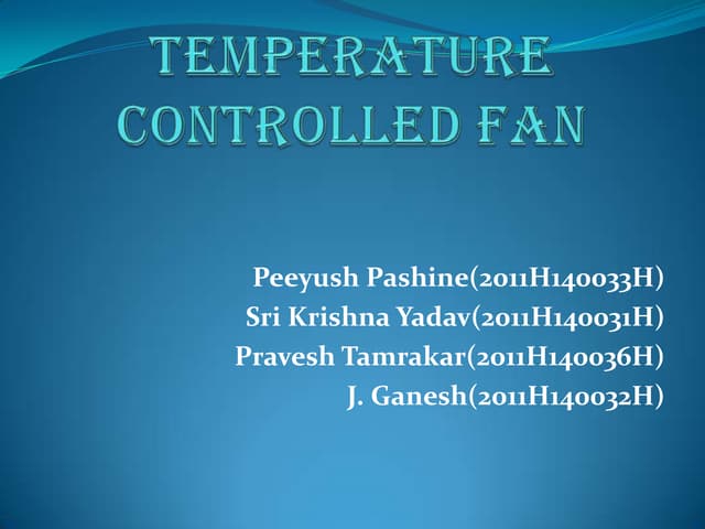 Temperature based fan speed control & monitoring using arduino