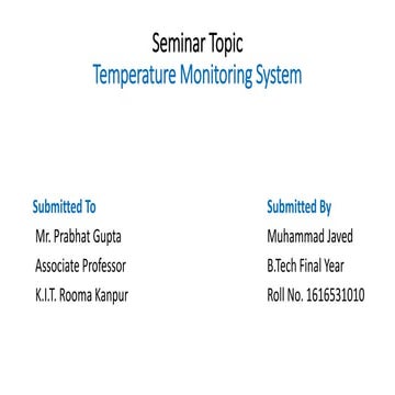 Humidity & Temperature monitoring using arduino | PPTX