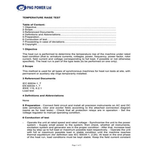 Temperature rise test