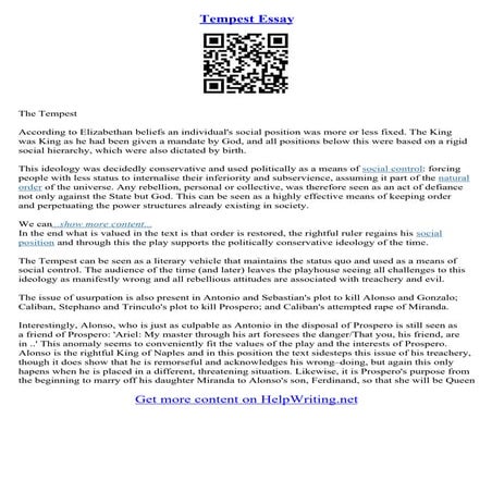 Tempest Essay