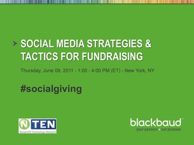 Social Media Strategies and Tactics for Fundraising