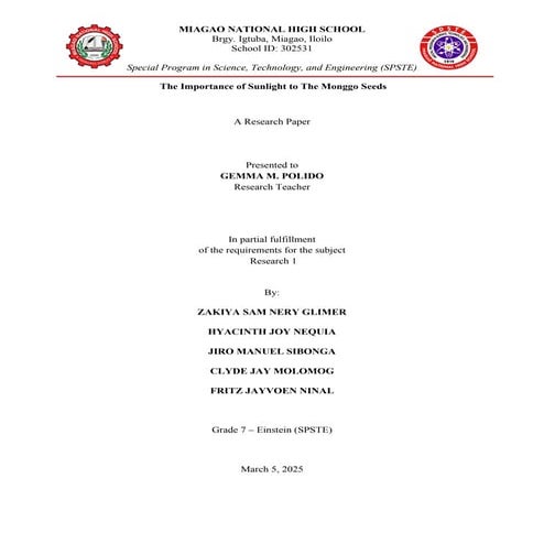 research for grade 7 template for SY2025