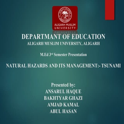 NATURAL DISASTER TSUNAMI AND ITS RISK REDUCTION MEASURES