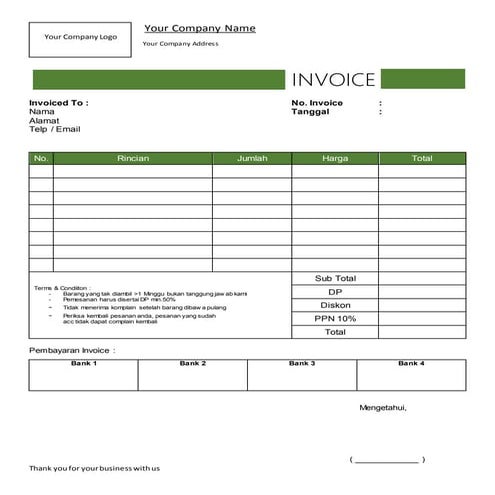 Template Desain invoice Tagihan