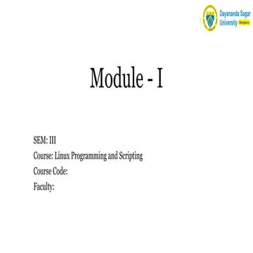 Comprehensive Linux Programming and Scripting Course Module I for ...