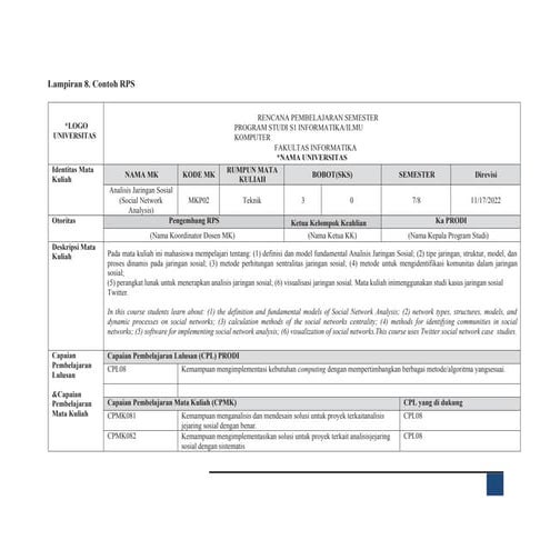 Template RPS dari Aptikom .............. | DOCX