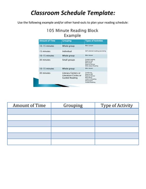 Templates for reading classroom set up