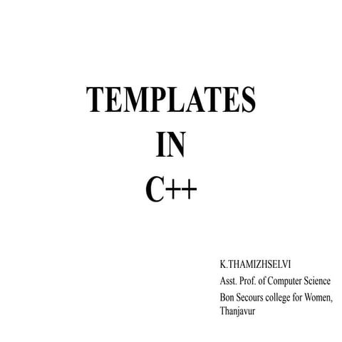 Templates in c++ | PPTX | Programming Languages | Computing image.