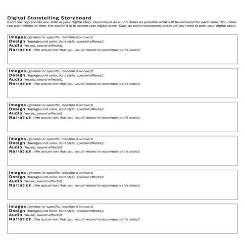 Template storyboard headlines