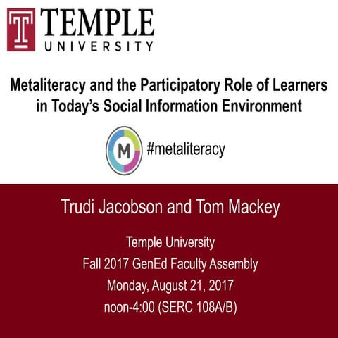 Metaliteracy and the Participatory Role of Learners in Today’s Social Informa...