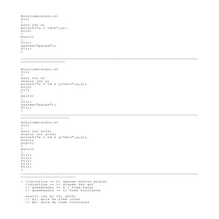 Tempo de vida das variaveis