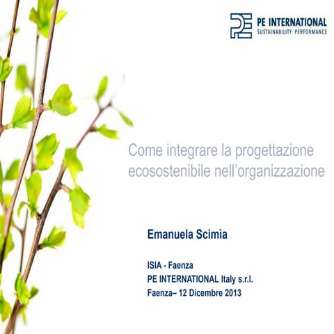 Eco-progettazione & LCA: dalla teoria alla pratica