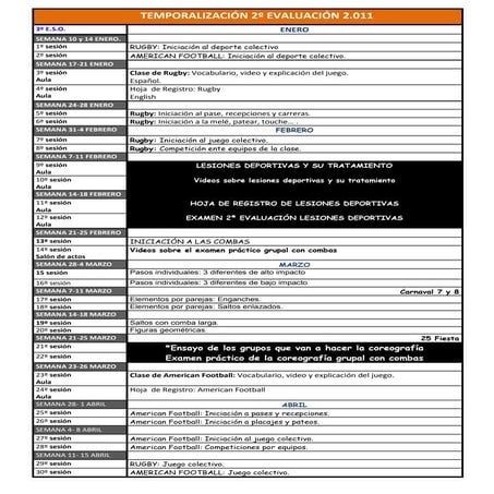 Temporalización 2º Evaluación 3º ESO 2010 2011