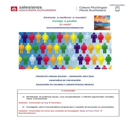 Temporalización proxecto lc por sesións (1ª avaliación) 2015 2016