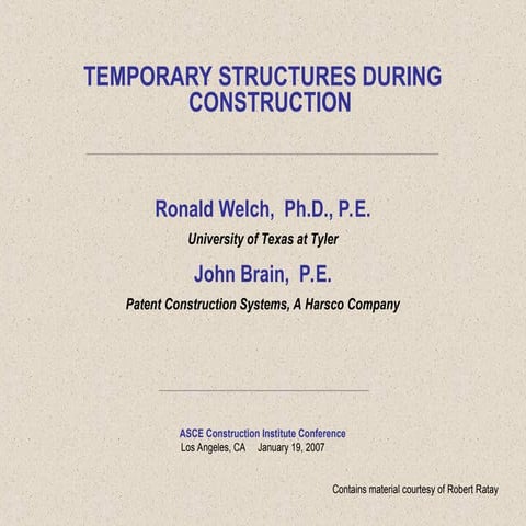 Lecture on Temporary Structures by Dr. Welch