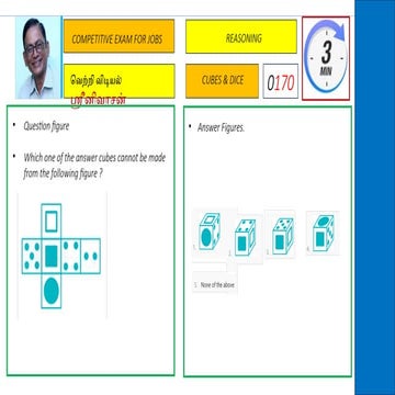 Competitive Exam for Jobs Reasoning Cubes & Dice | PPTX