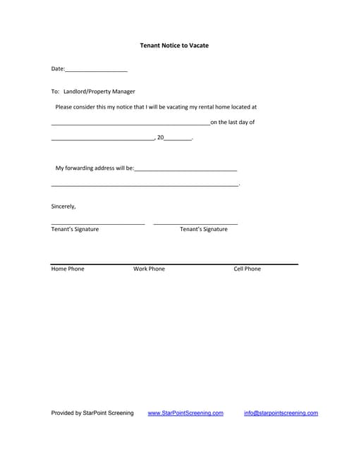 60 day move out notice