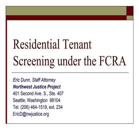 Tenant Screening Under Fcra 11 3 2011