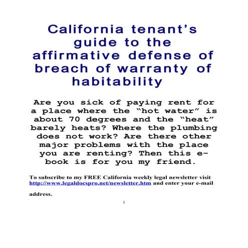 Tenant's rights in california e book preview | DOC