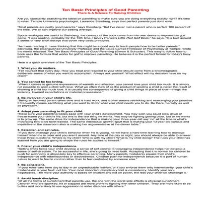 Ten basic principles of good parenting