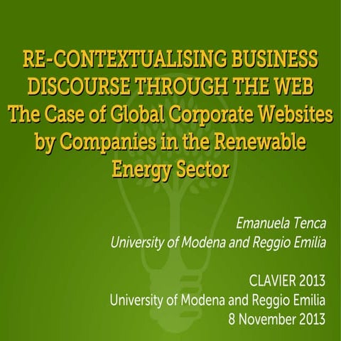 Re-contextualising Business Discourse through the Web. The Case of Global Cor...