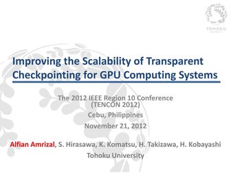 Improving the Scalability of Transparent Checkpointing for GPU Computing Systems