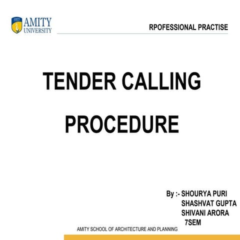 Tender calling procedure