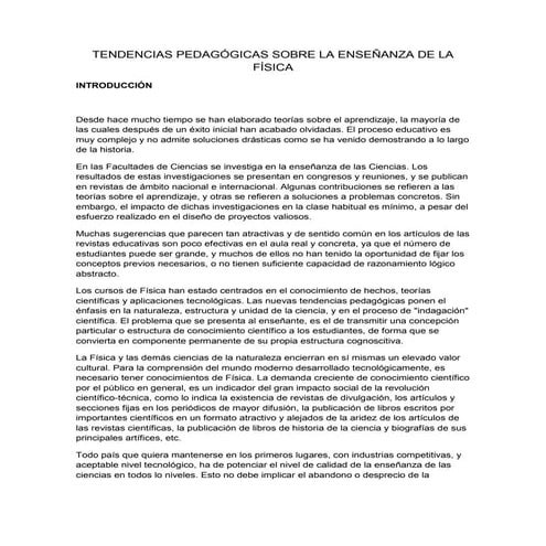 Tendencia pedagógica sobre la enseñanza de la física