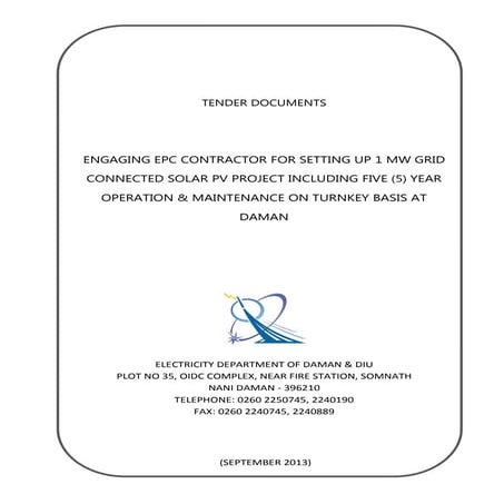 Tender Document for 1 MW Solar at Daman