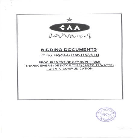 Tender docs caa 119 35 x vhf am apr 2021 | PDF