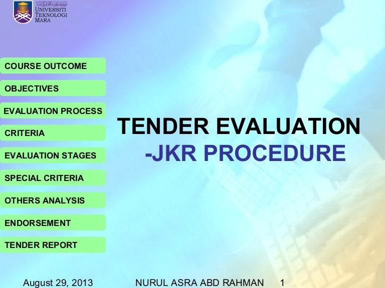 tender evaluation procedure introduction email template