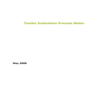 Tender Evaluation Process Notes